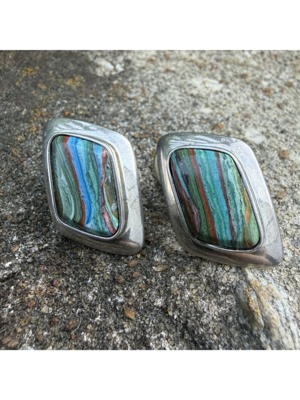 Sterling Silver Rainbow Calsilica Jay King Desert Rose 925 DTR Earthy Vintage - Picture 11 of 16
